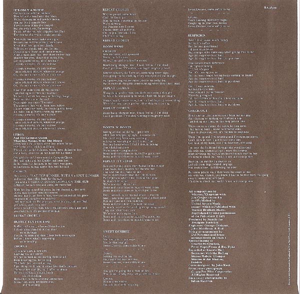 LP Inner Sleeve, Family - It's Only A Movie (+5)